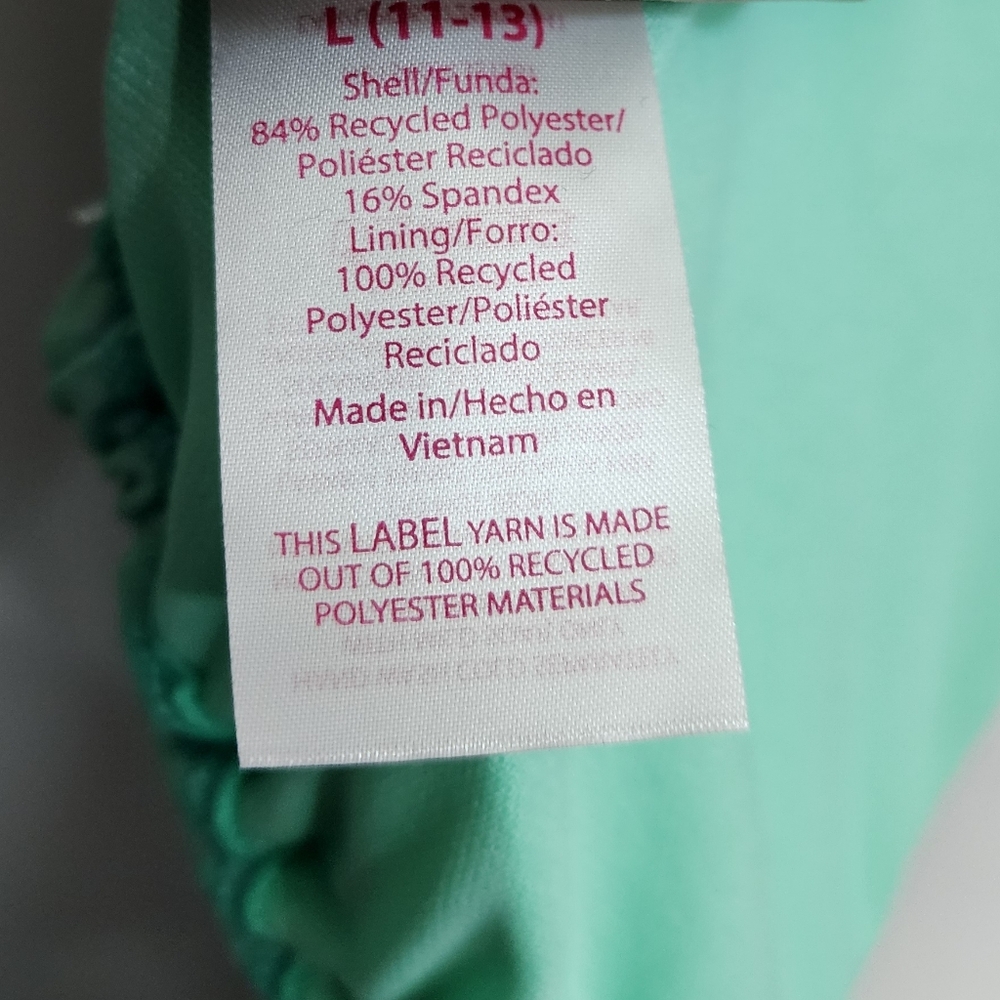 No Boundaries Green Glossy Bakini Top Size L - Picture 11 of 12
